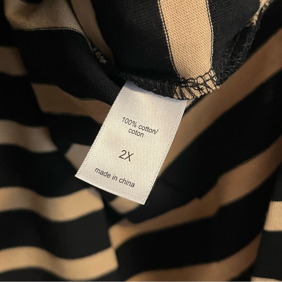 Maurices - Marina Colorblock Black Tan Striped Mixer Long Sleeve Tee Top - 2X - Picture 8 of 8